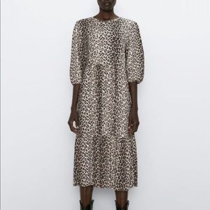leopard print midi dress zara